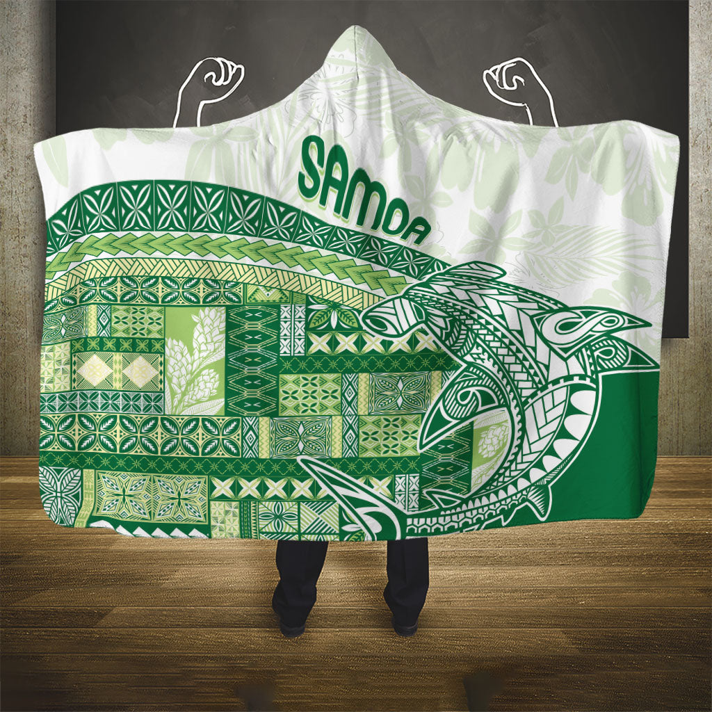 Samoa Mamanu Siapo Forest Green Hooded Blanket Tatau Malie LT7 - Polynesian Pride