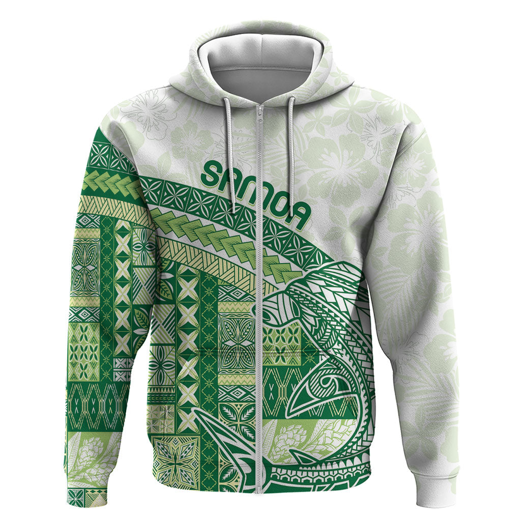 Samoa Mamanu Siapo Forest Green Hoodie Tatau Malie LT7 Zip Hoodie Forest Green - Polynesian Pride
