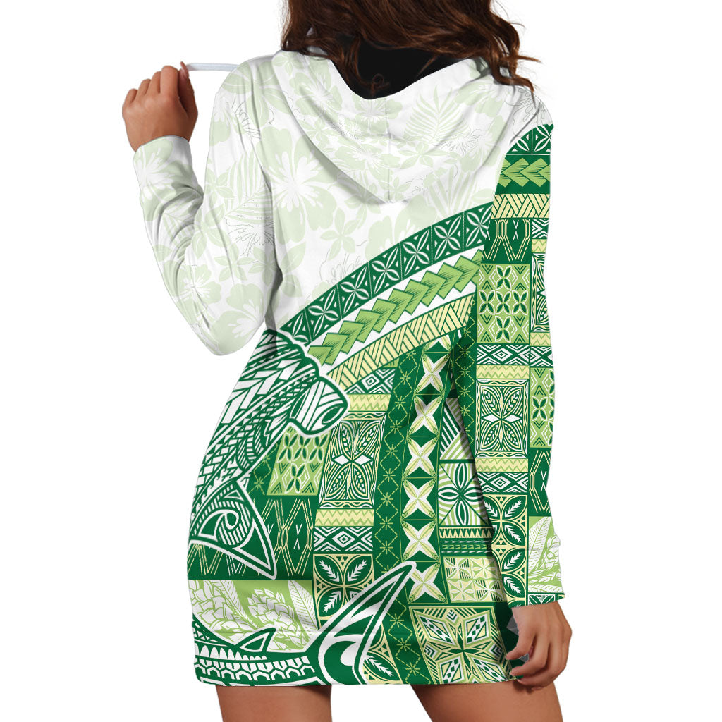Samoa Mamanu Siapo Forest Green Hoodie Dress Tatau Malie LT7 - Polynesian Pride