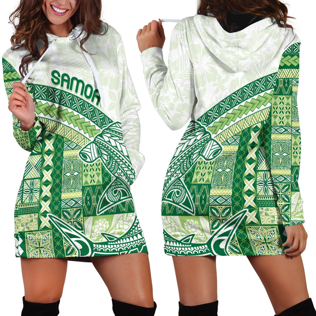 Samoa Mamanu Siapo Forest Green Hoodie Dress Tatau Malie LT7 - Polynesian Pride