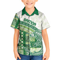 Samoa Mamanu Siapo Forest Green Kid Hawaiian Shirt Tatau Malie LT7 Kid Forest Green - Polynesian Pride