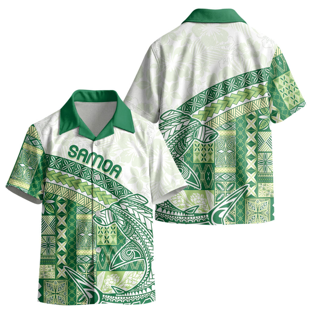 Samoa Mamanu Siapo Forest Green Kid Hawaiian Shirt Tatau Malie LT7 - Polynesian Pride
