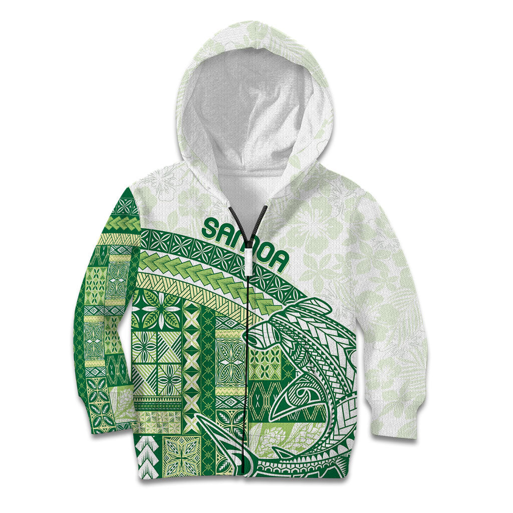 Samoa Mamanu Siapo Forest Green Kid Hoodie Tatau Malie LT7 Zip Hoodie Forest Green - Polynesian Pride