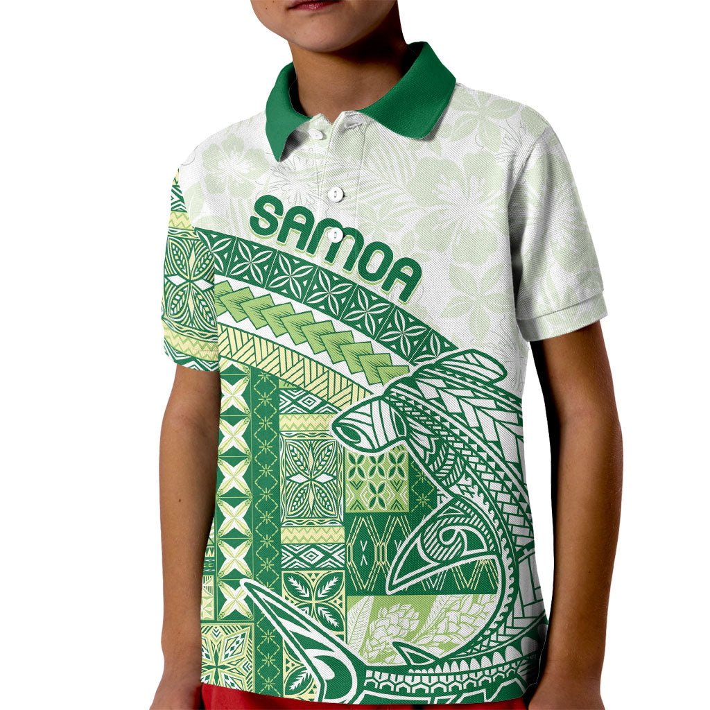 Samoa Mamanu Siapo Forest Green Kid Polo Shirt Tatau Malie LT7 Kid Forest Green - Polynesian Pride