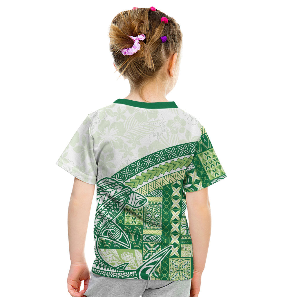 Samoa Mamanu Siapo Forest Green Kid T Shirt Tatau Malie LT7 - Polynesian Pride