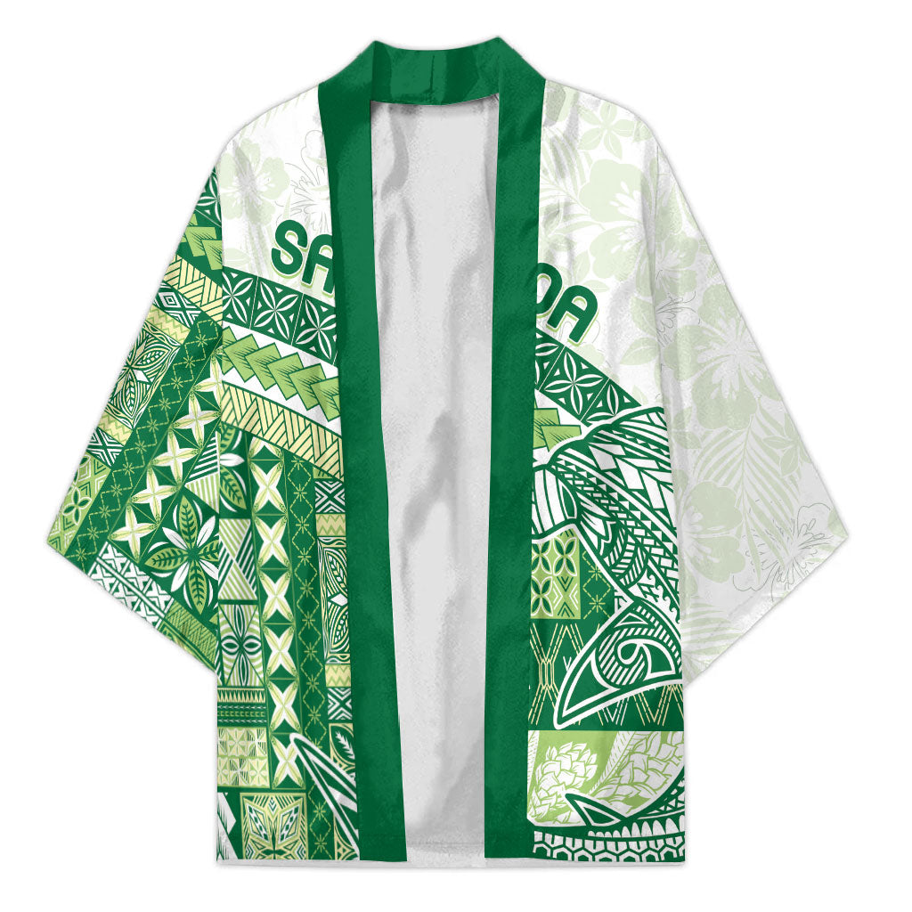 Samoa Mamanu Siapo Forest Green Kimono Tatau Malie LT7 Unisex Forest Green - Polynesian Pride
