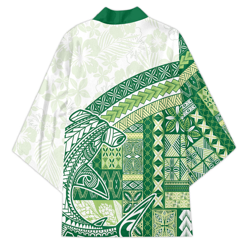 Samoa Mamanu Siapo Forest Green Kimono Tatau Malie LT7 - Polynesian Pride