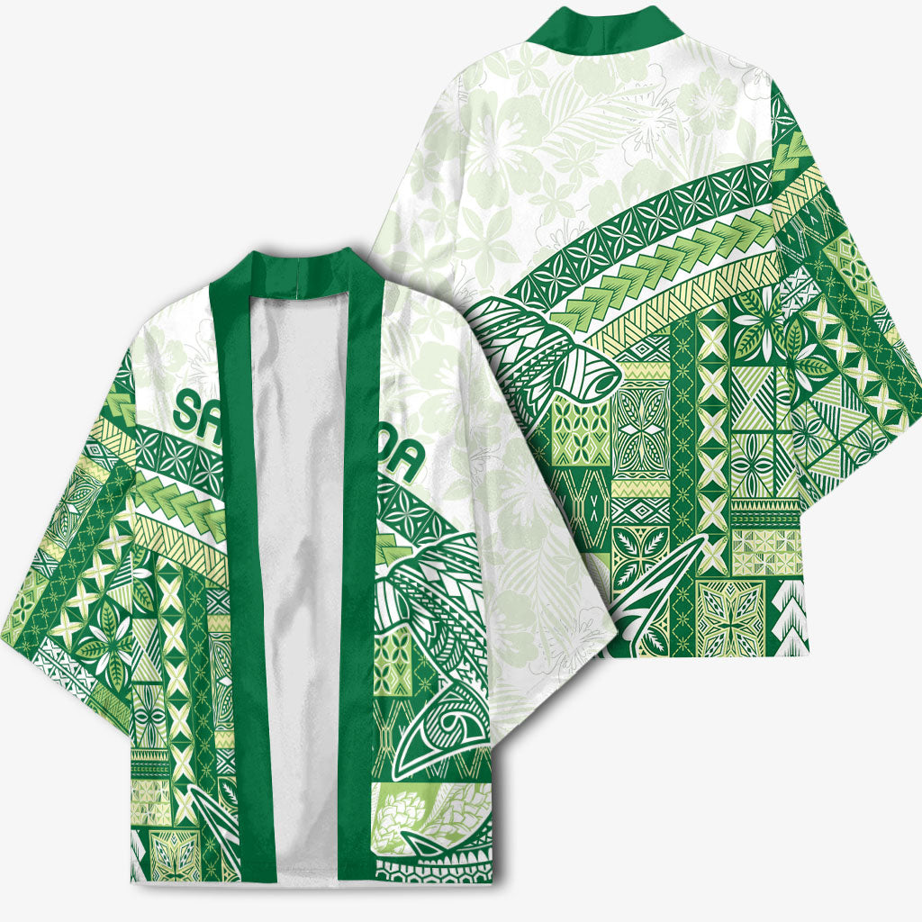 Samoa Mamanu Siapo Forest Green Kimono Tatau Malie LT7 - Polynesian Pride
