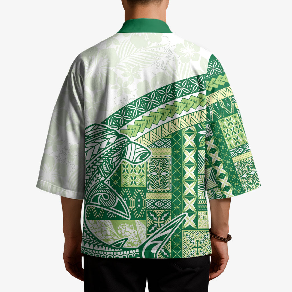 Samoa Mamanu Siapo Forest Green Kimono Tatau Malie LT7 - Polynesian Pride