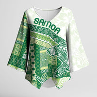 Samoa Mamanu Siapo Forest Green Kimono Sleeve Blouse Tatau Malie LT7 Female Forest Green - Polynesian Pride