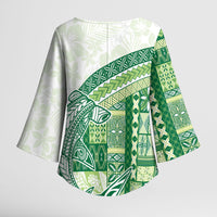 Samoa Mamanu Siapo Forest Green Kimono Sleeve Blouse Tatau Malie LT7 - Polynesian Pride