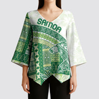 Samoa Mamanu Siapo Forest Green Kimono Sleeve Blouse Tatau Malie LT7 - Polynesian Pride