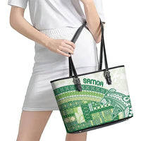 Samoa Mamanu Siapo Forest Green Leather Tote Bag Tatau Malie LT7 - Polynesian Pride