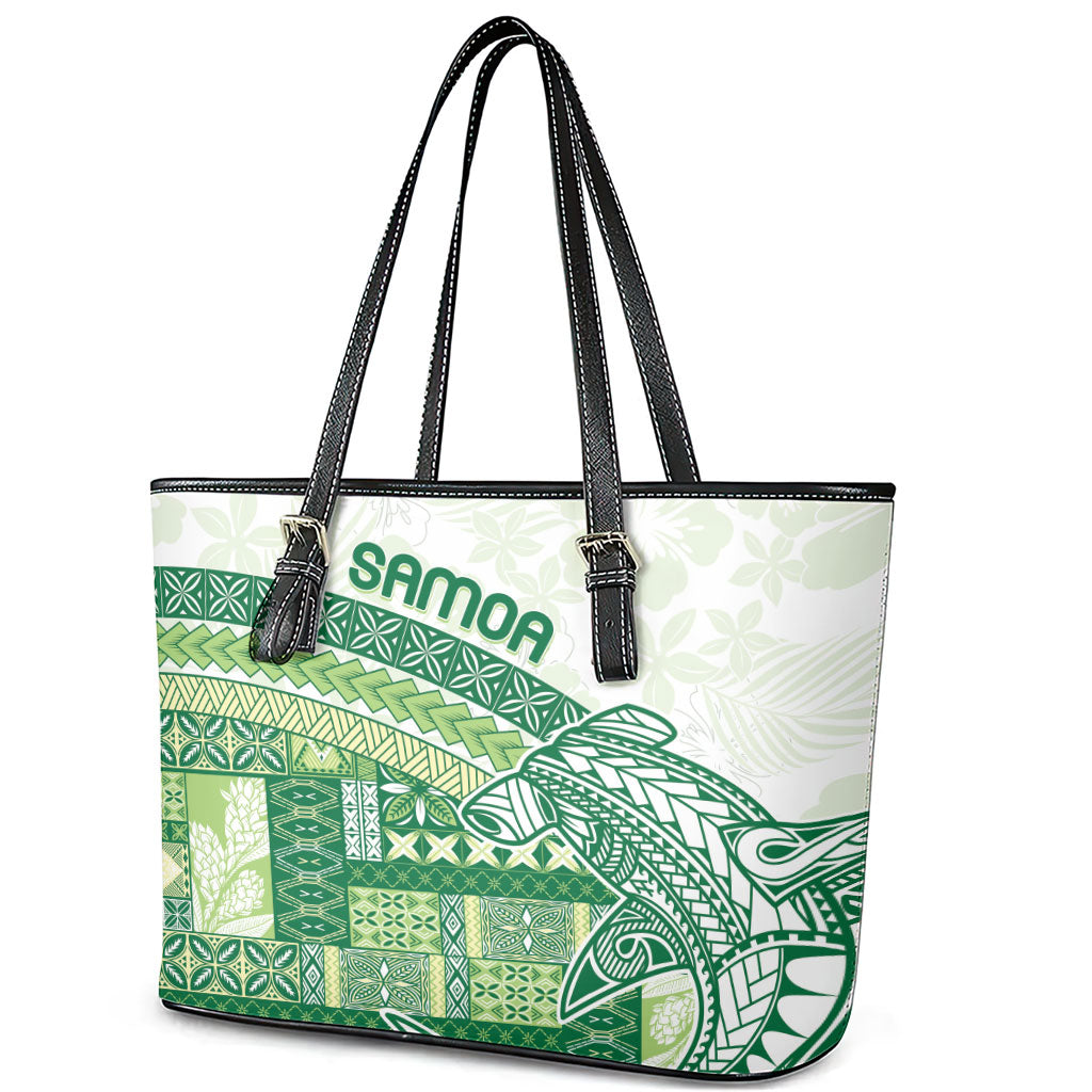 Samoa Mamanu Siapo Forest Green Leather Tote Bag Tatau Malie LT7 - Polynesian Pride