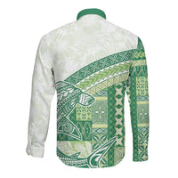 Samoa Mamanu Siapo Forest Green Long Sleeve Button Shirt Tatau Malie LT7 - Polynesian Pride