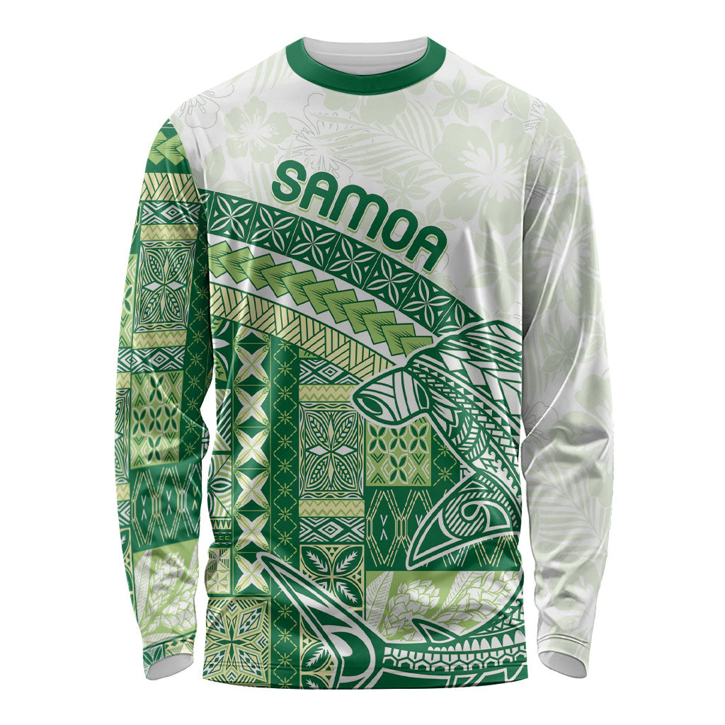 Samoa Mamanu Siapo Forest Green Long Sleeve Shirt Tatau Malie LT7 Unisex Forest Green - Polynesian Pride