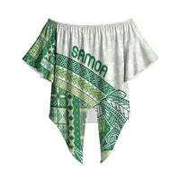 Samoa Mamanu Siapo Forest Green Off Shoulder Wrap Waist Top Tatau Malie LT7 Forest Green - Polynesian Pride