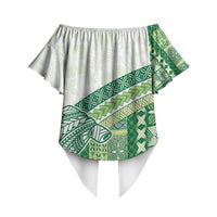 Samoa Mamanu Siapo Forest Green Off Shoulder Wrap Waist Top Tatau Malie LT7 - Polynesian Pride