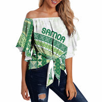 Samoa Mamanu Siapo Forest Green Off Shoulder Wrap Waist Top Tatau Malie LT7 - Polynesian Pride