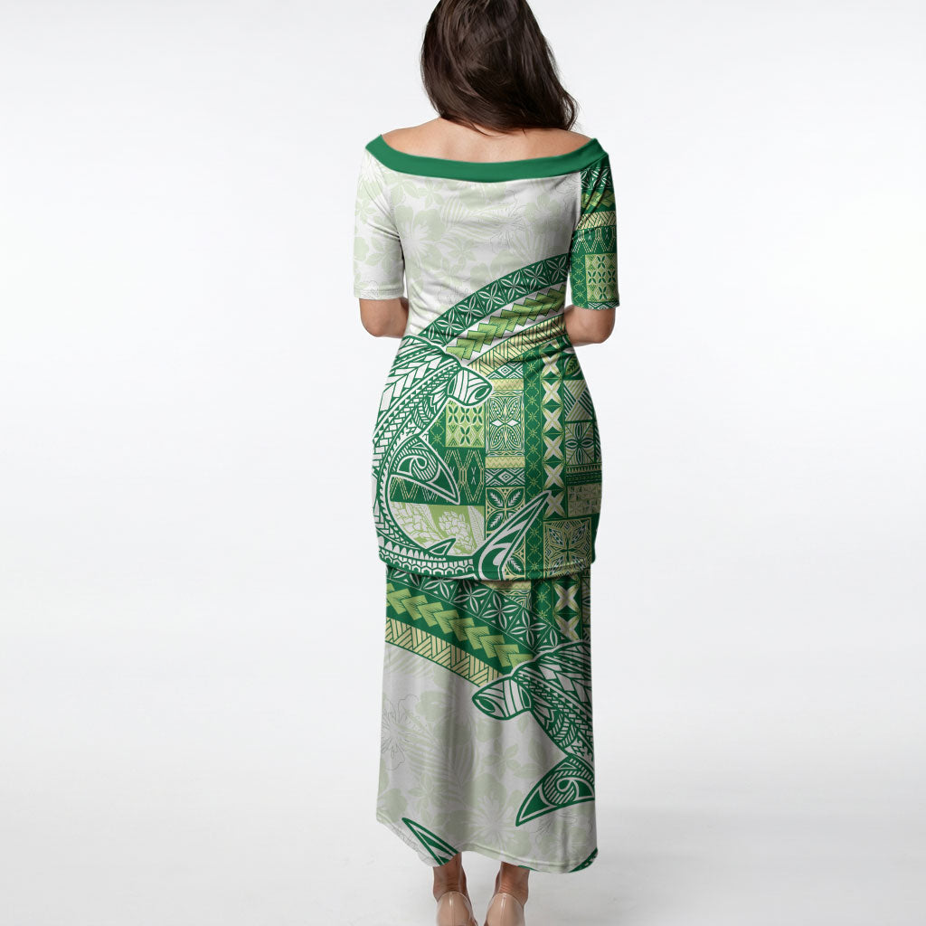 Samoa Mamanu Siapo Forest Green Puletasi Tatau Malie LT7 - Polynesian Pride