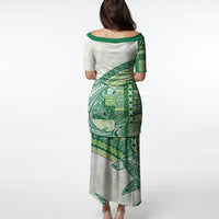 Samoa Mamanu Siapo Forest Green Puletasi Tatau Malie LT7 - Polynesian Pride