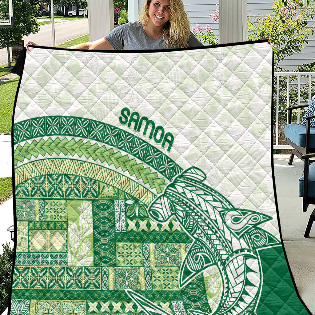 Samoa Mamanu Siapo Forest Green Quilt Tatau Malie LT7 Forest Green - Polynesian Pride