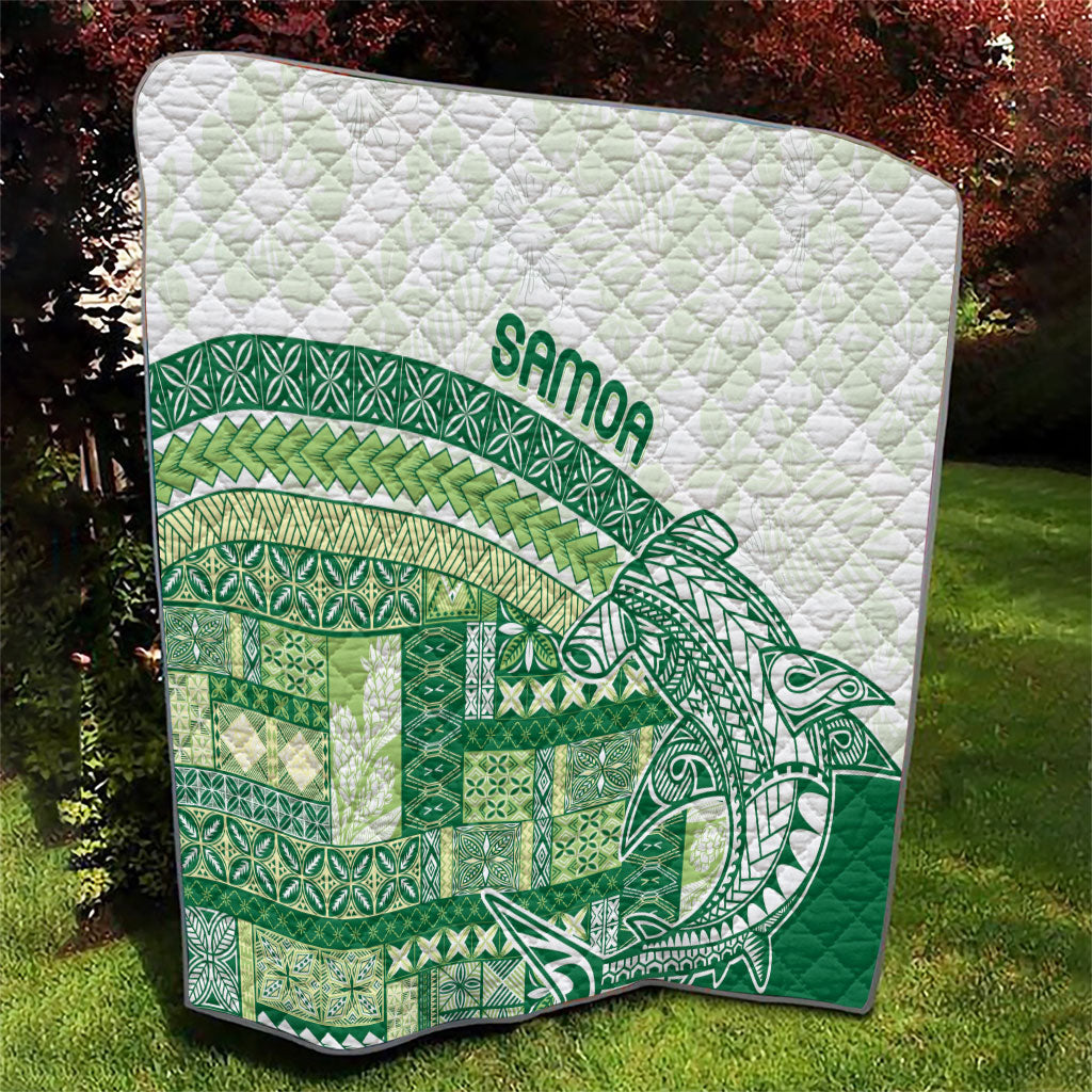 Samoa Mamanu Siapo Forest Green Quilt Tatau Malie LT7 - Polynesian Pride