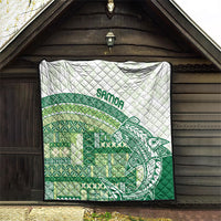 Samoa Mamanu Siapo Forest Green Quilt Tatau Malie LT7 - Polynesian Pride
