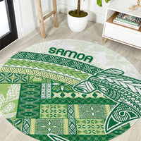 Samoa Mamanu Siapo Forest Green Round Carpet Tatau Malie LT7 Forest Green - Polynesian Pride