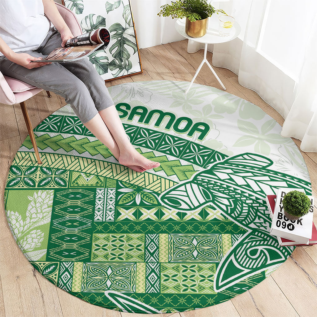 Samoa Mamanu Siapo Forest Green Round Carpet Tatau Malie LT7 - Polynesian Pride
