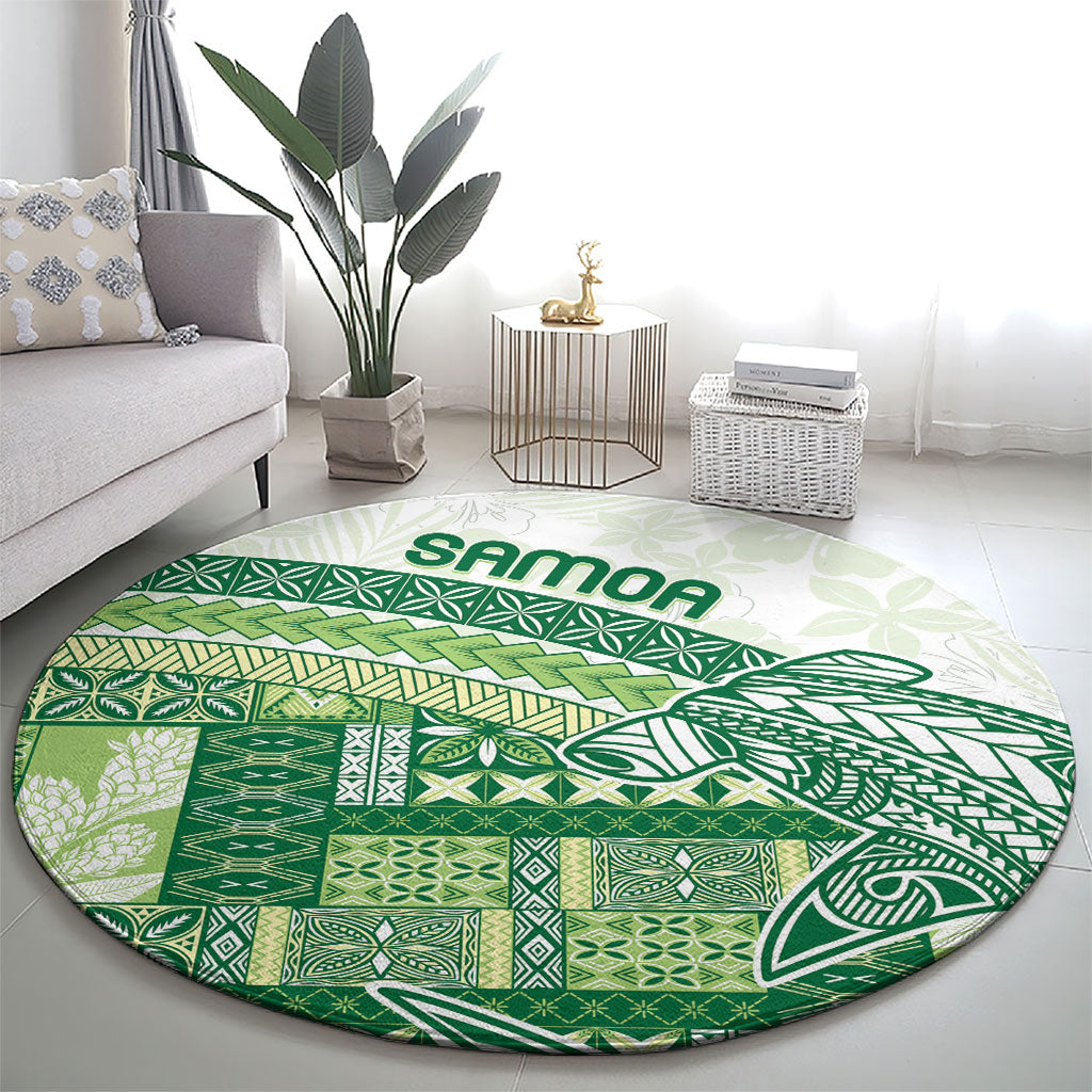 Samoa Mamanu Siapo Forest Green Round Carpet Tatau Malie LT7 - Polynesian Pride
