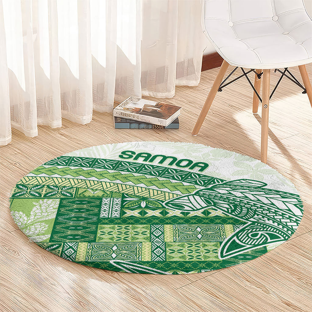 Samoa Mamanu Siapo Forest Green Round Carpet Tatau Malie LT7 - Polynesian Pride