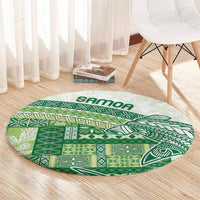 Samoa Mamanu Siapo Forest Green Round Carpet Tatau Malie LT7 - Polynesian Pride