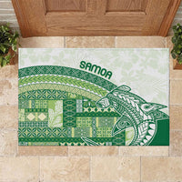 Samoa Mamanu Siapo Forest Green Rubber Doormat Tatau Malie LT7 Forest Green - Polynesian Pride