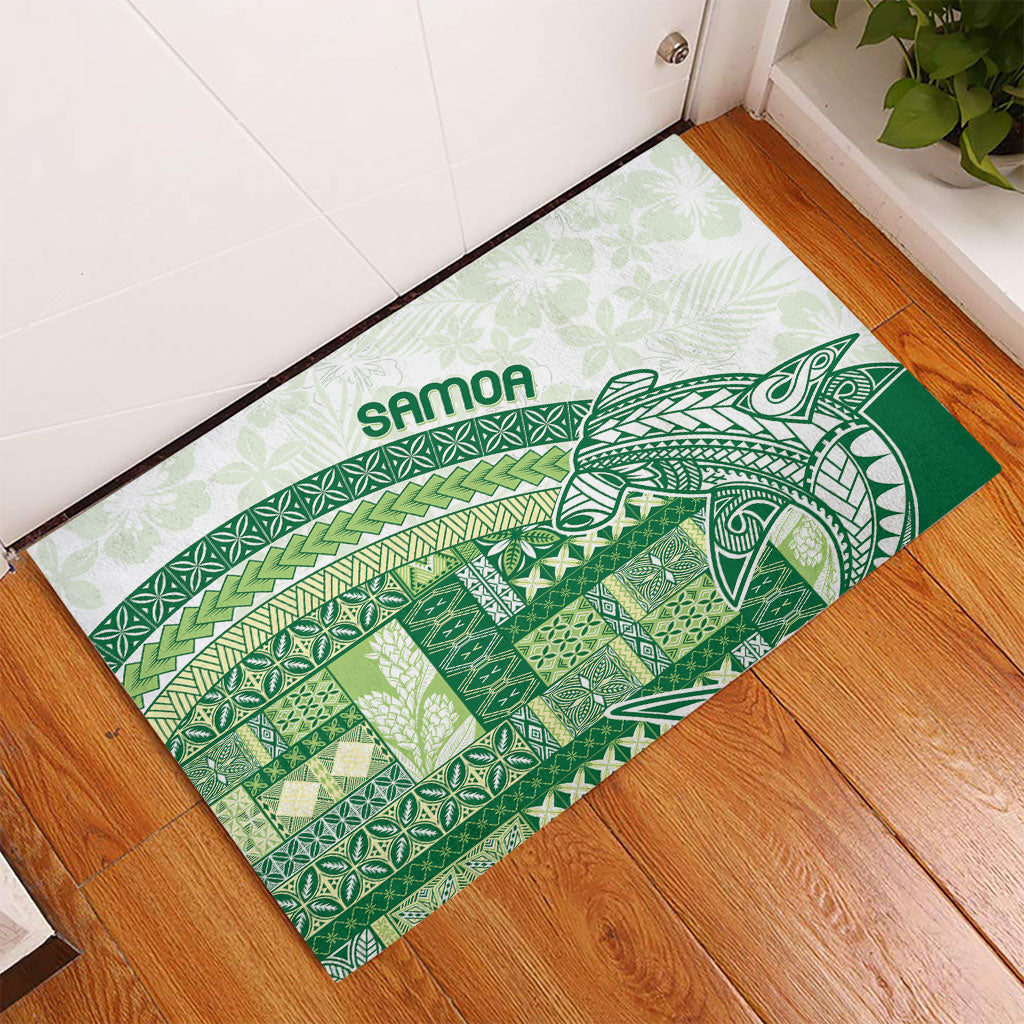 Samoa Mamanu Siapo Forest Green Rubber Doormat Tatau Malie LT7 - Polynesian Pride