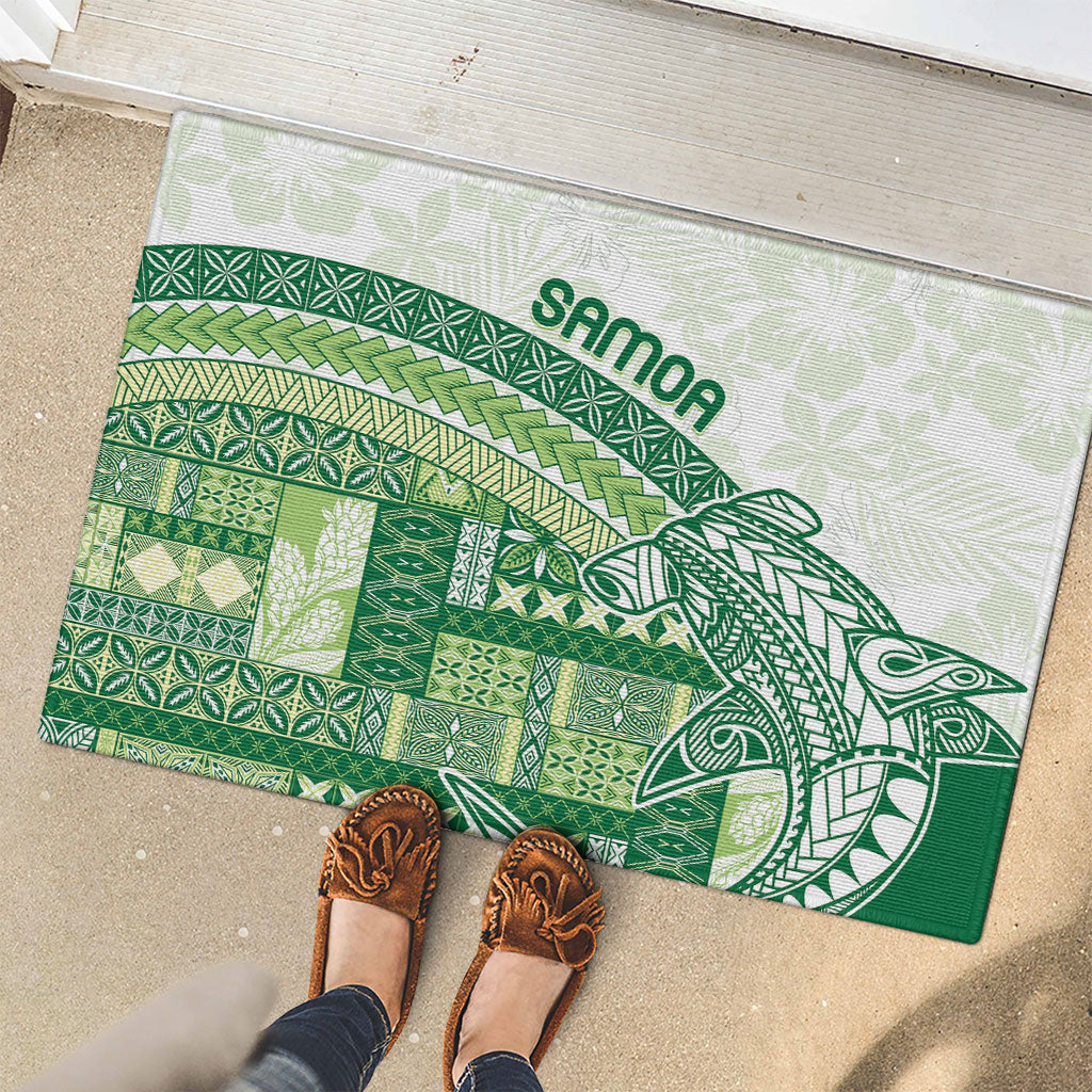Samoa Mamanu Siapo Forest Green Rubber Doormat Tatau Malie LT7 - Polynesian Pride