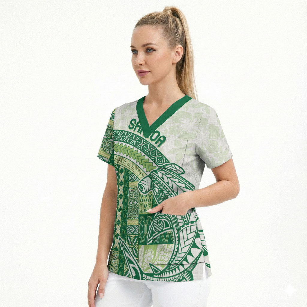 Samoa Mamanu Siapo Forest Green Scrub Top Tatau Malie LT7 - Polynesian Pride