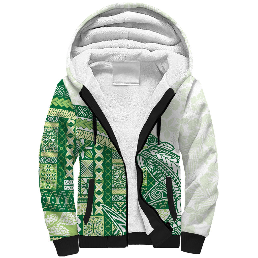 Samoa Mamanu Siapo Forest Green Sherpa Hoodie Tatau Malie LT7 Unisex Forest Green - Polynesian Pride