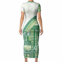 Samoa Mamanu Siapo Forest Green Short Sleeve Bodycon Dress Tatau Malie LT7 - Polynesian Pride