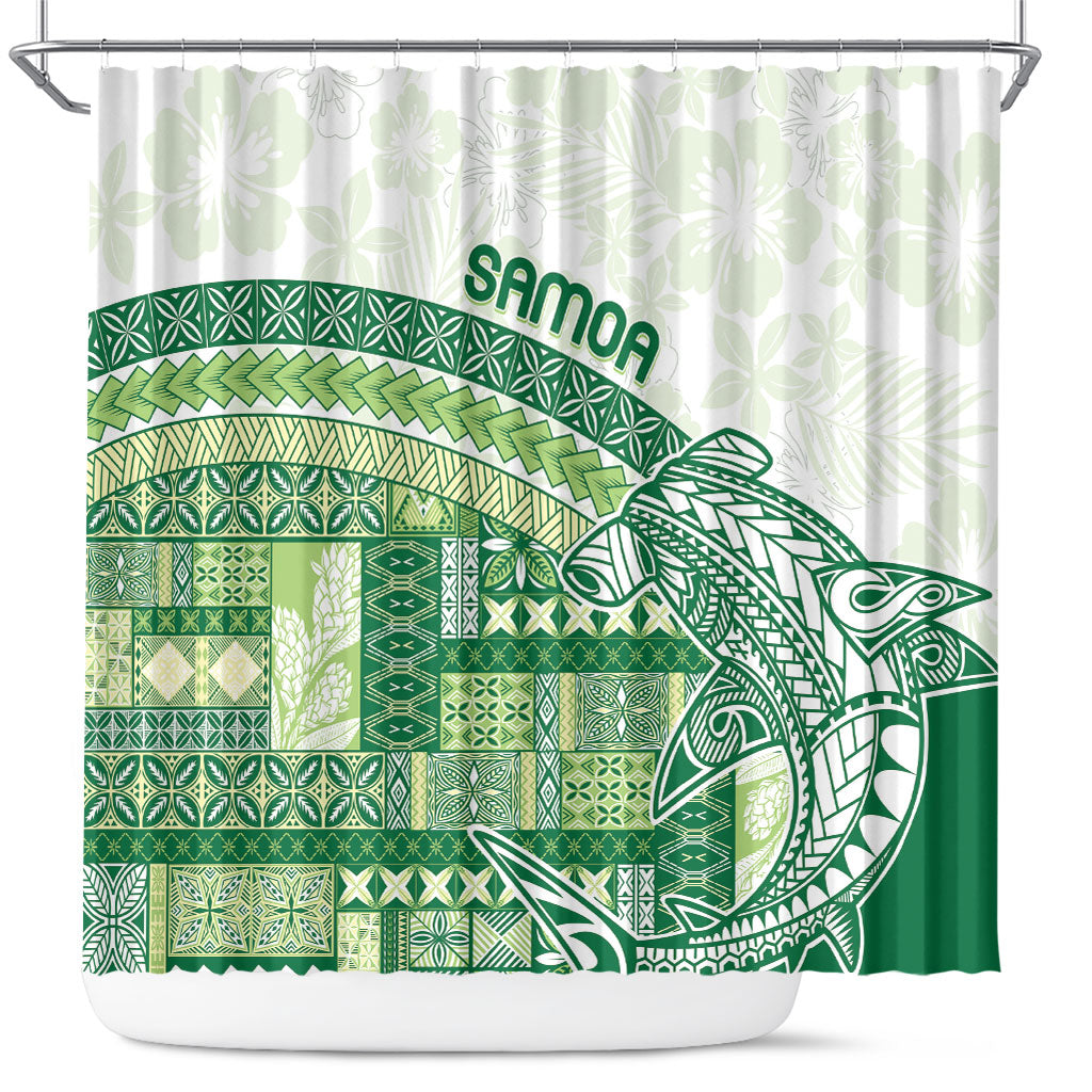 Samoa Mamanu Siapo Forest Green Shower Curtain Tatau Malie LT7 Forest Green - Polynesian Pride