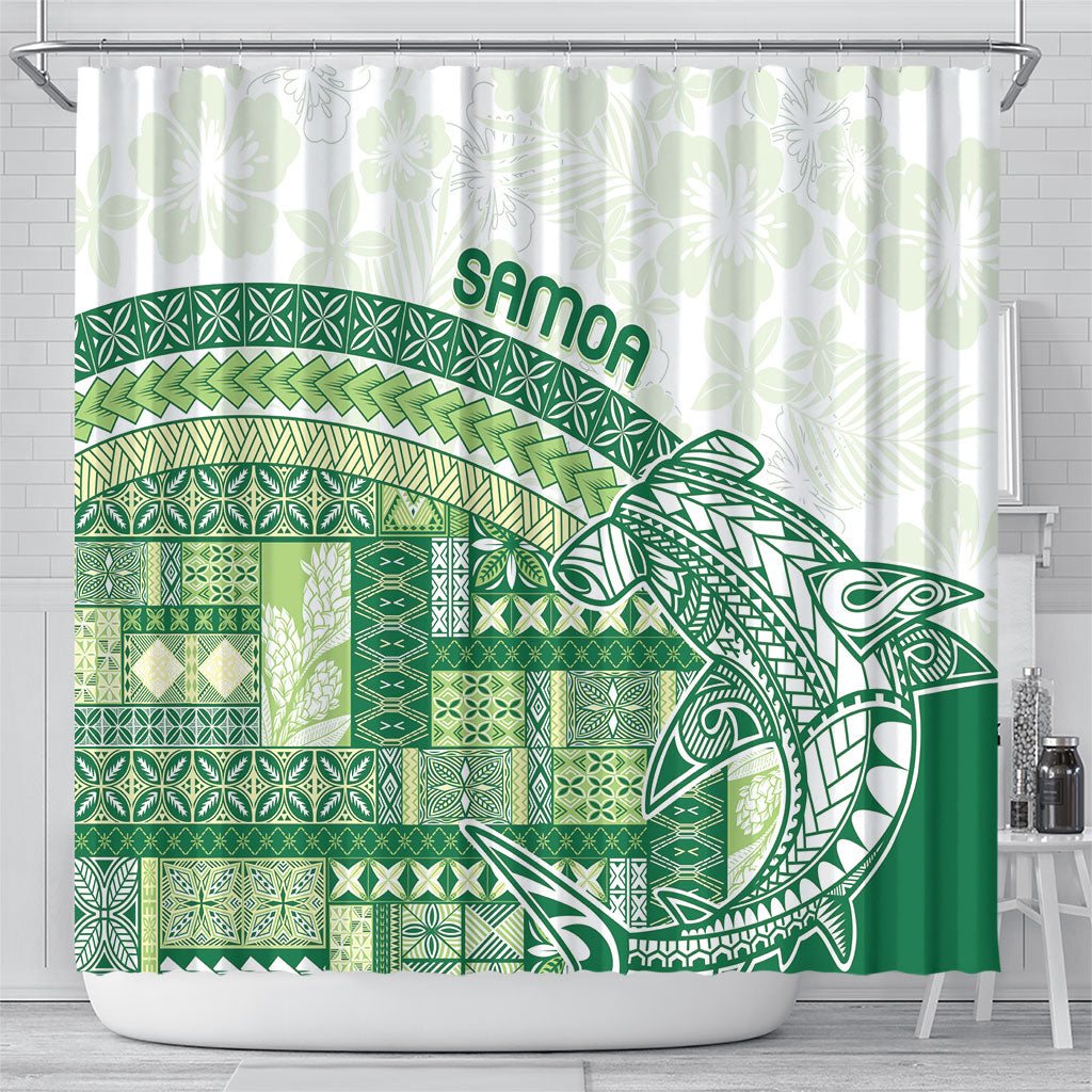 Samoa Mamanu Siapo Forest Green Shower Curtain Tatau Malie LT7 - Polynesian Pride