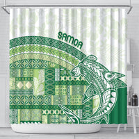 Samoa Mamanu Siapo Forest Green Shower Curtain Tatau Malie LT7 - Polynesian Pride