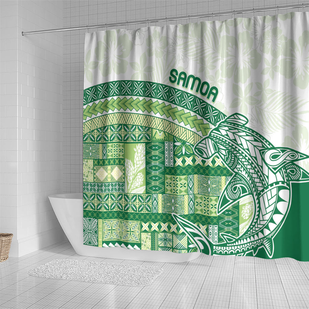 Samoa Mamanu Siapo Forest Green Shower Curtain Tatau Malie LT7 - Polynesian Pride