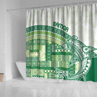 Samoa Mamanu Siapo Forest Green Shower Curtain Tatau Malie LT7 - Polynesian Pride