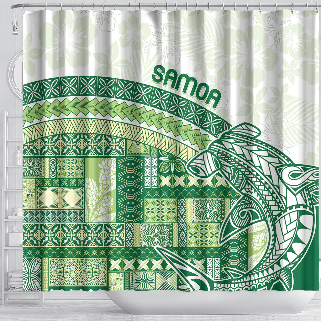 Samoa Mamanu Siapo Forest Green Shower Curtain Tatau Malie LT7 - Polynesian Pride