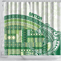 Samoa Mamanu Siapo Forest Green Shower Curtain Tatau Malie LT7 - Polynesian Pride