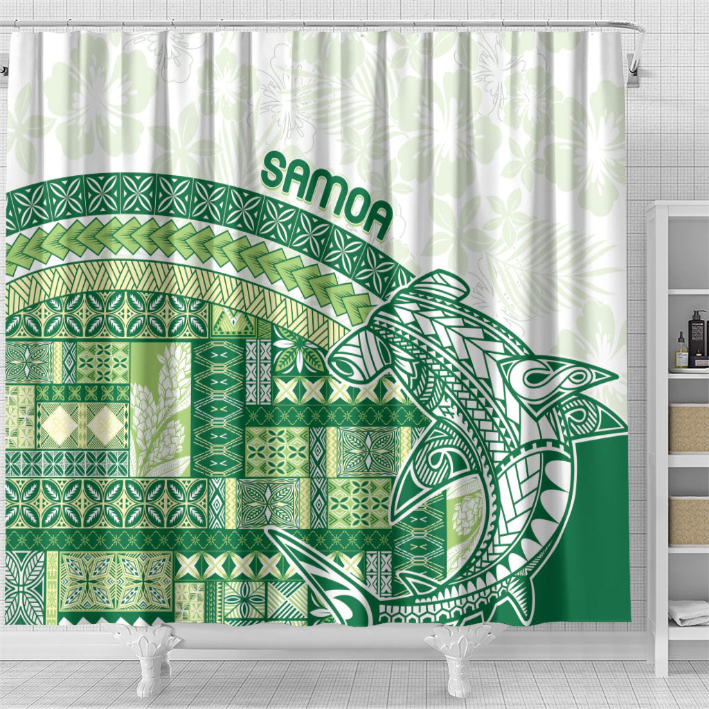 Samoa Mamanu Siapo Forest Green Shower Curtain Tatau Malie LT7 - Polynesian Pride