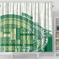 Samoa Mamanu Siapo Forest Green Shower Curtain Tatau Malie LT7 - Polynesian Pride