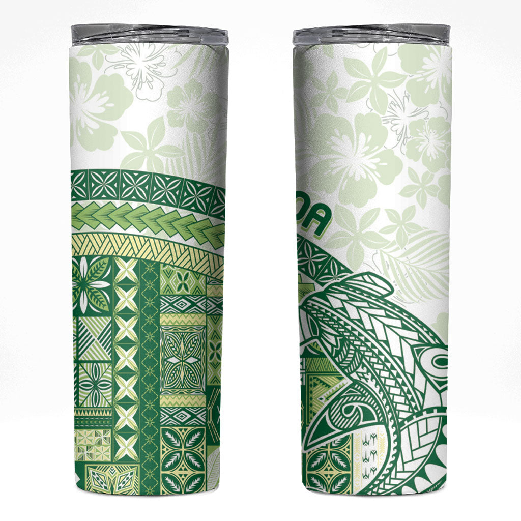 Samoa Mamanu Siapo Forest Green Skinny Tumbler Tatau Malie LT7 Forest Green - Polynesian Pride