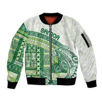 Samoa Mamanu Siapo Forest Green Sleeve Zip Bomber Jacket Tatau Malie LT7 Unisex Forest Green - Polynesian Pride